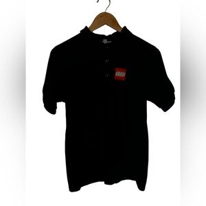LEGO Block Building Logo Employee Crew Black Short Sleeve Polo Shirt Mens Sz M